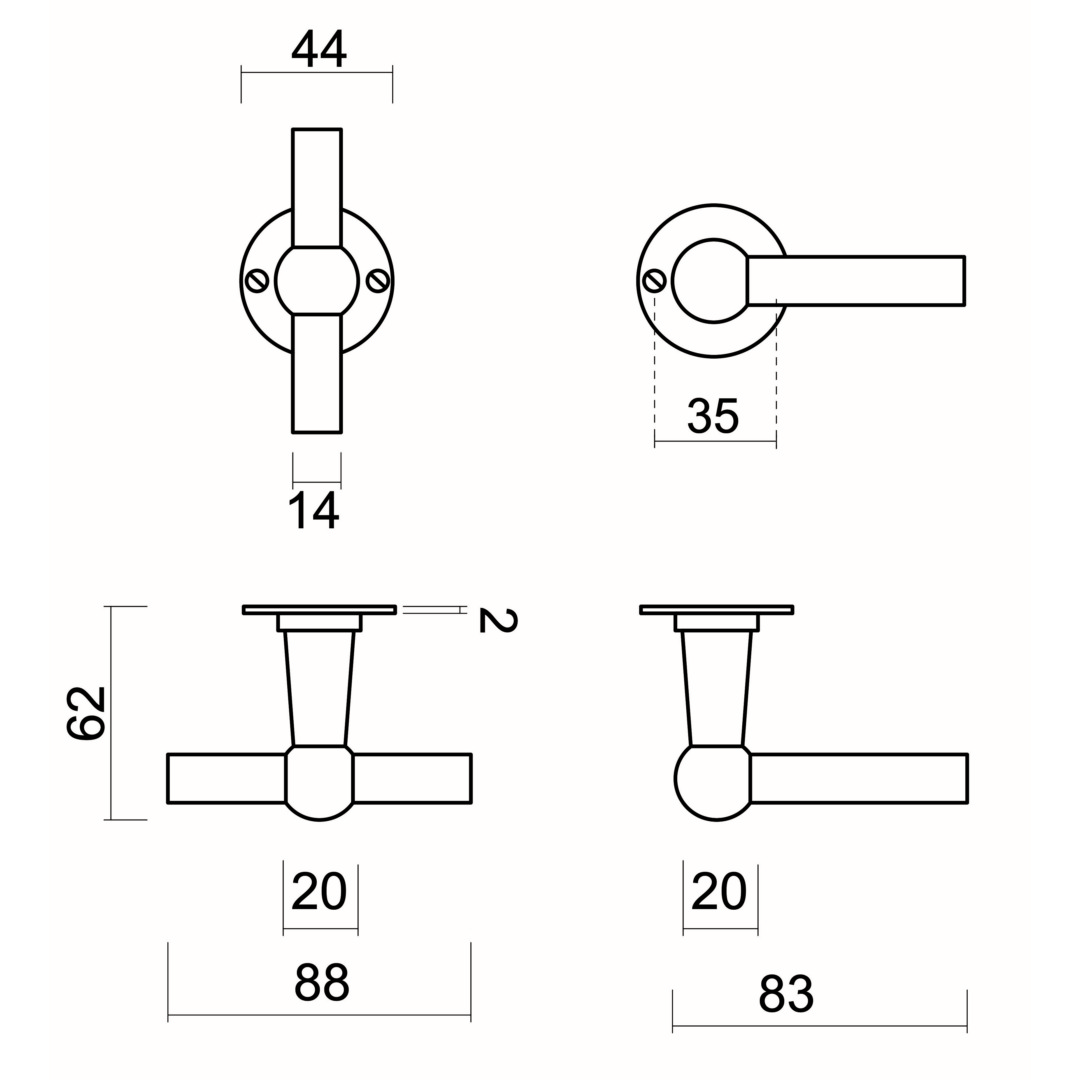 Deurkruk pro PETRA NM T+L ROEST ROND R+NO KEY - Afbeelding 2