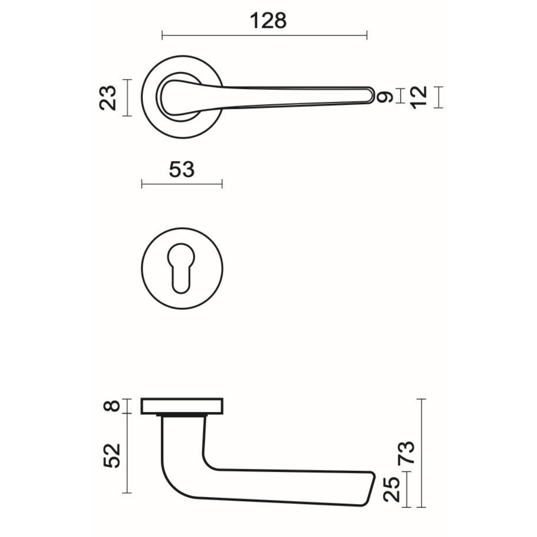 Deurkruk Pro SIPORA ZWART R+E CYL - Afbeelding 2