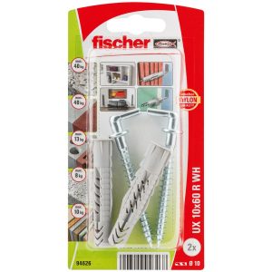 fischer Universeelplug UX 10 x 60 R WH met rand en winkelhaak (blister)