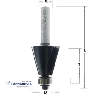 CMT Afkantfrees met geleidelager HW D=24,5 x 22mm 15° L=71,1 S=8 Z2