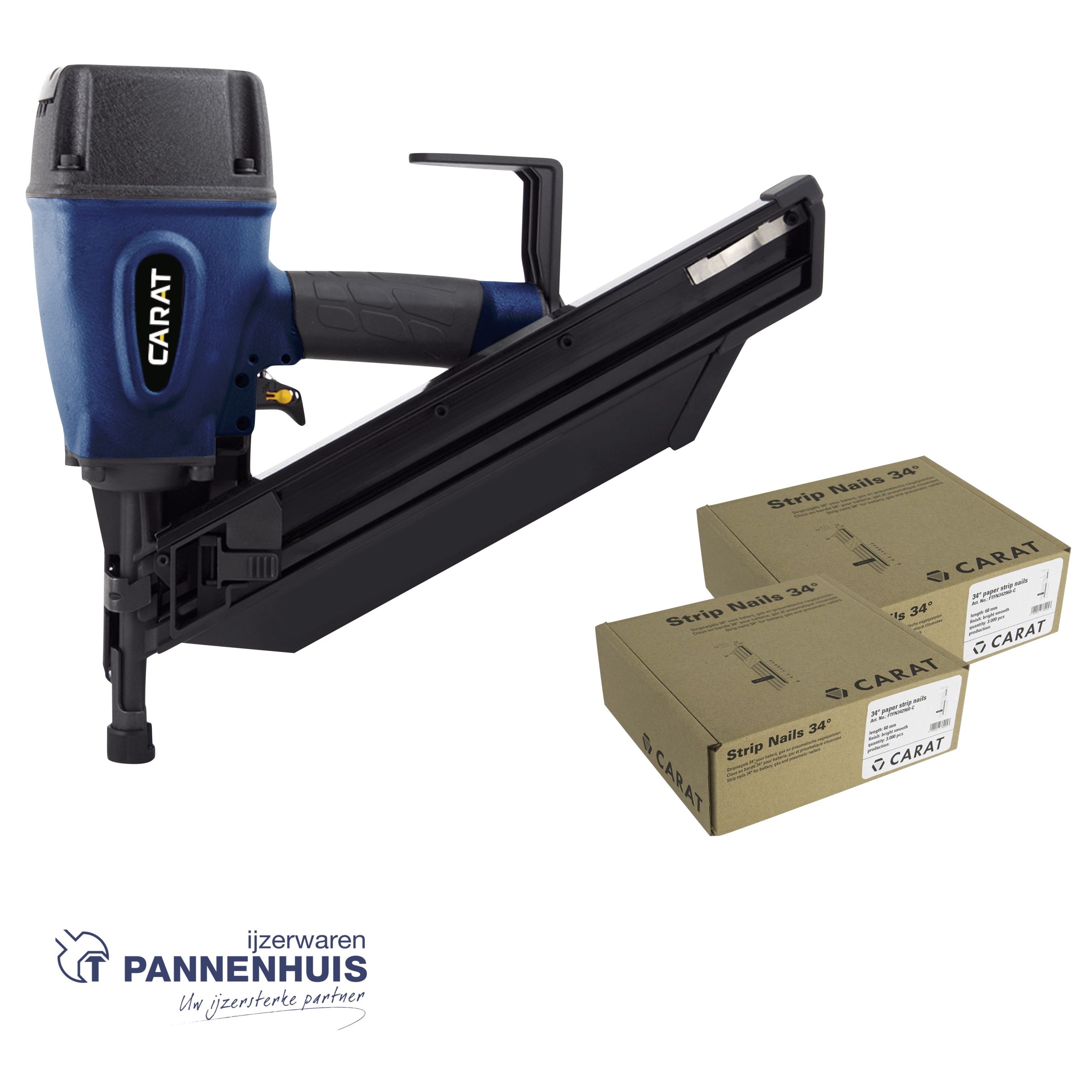 Carat Stripnagelpistool 34° FNN34100 SET + 2 x 34° nagels 2,9x65 mm (3000st)