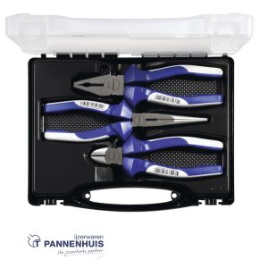 Promat Set tangen inhoud 3-delig verchroomd kunststof koffer