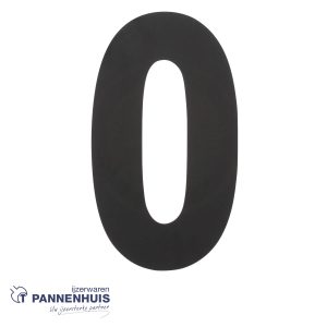 Huisnummer 0 XL hoogte 300mm rvs/mat zwart