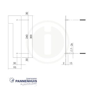 Huisnummer 1 XL hoogte 300mm rvs/mat zwart
