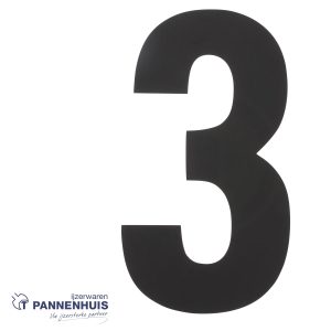 Huisnummer 3 XXL hoogte 500mm rvs/mat zwart