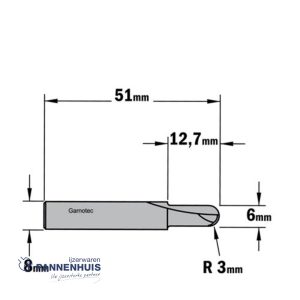 CMT Bolle radiusfrees HWM D=6 x 12.7mm R=3 L=50,8 S=8 Z2