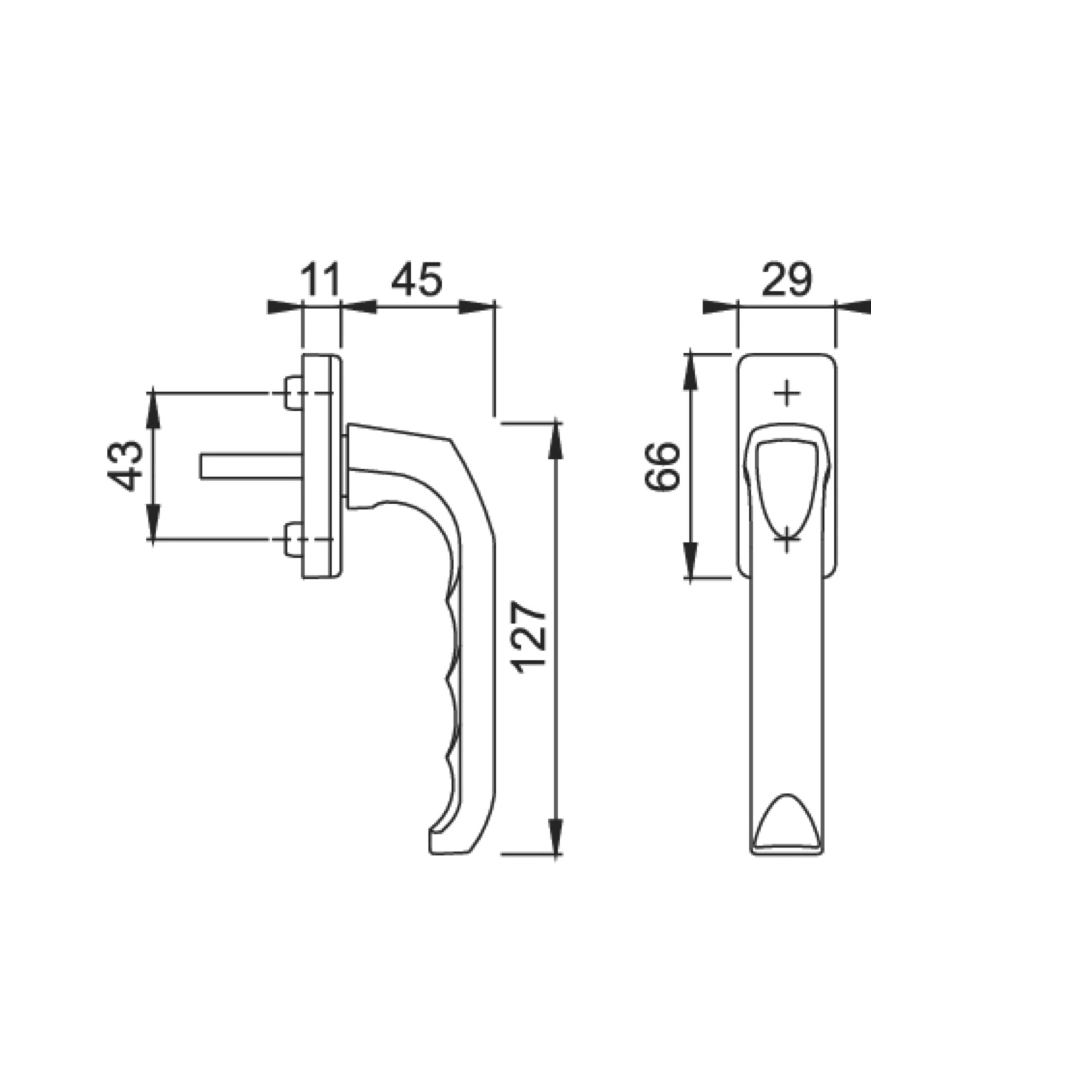Hoppe raamkrukje 013/U34 ral 8019 bruin - Afbeelding 2