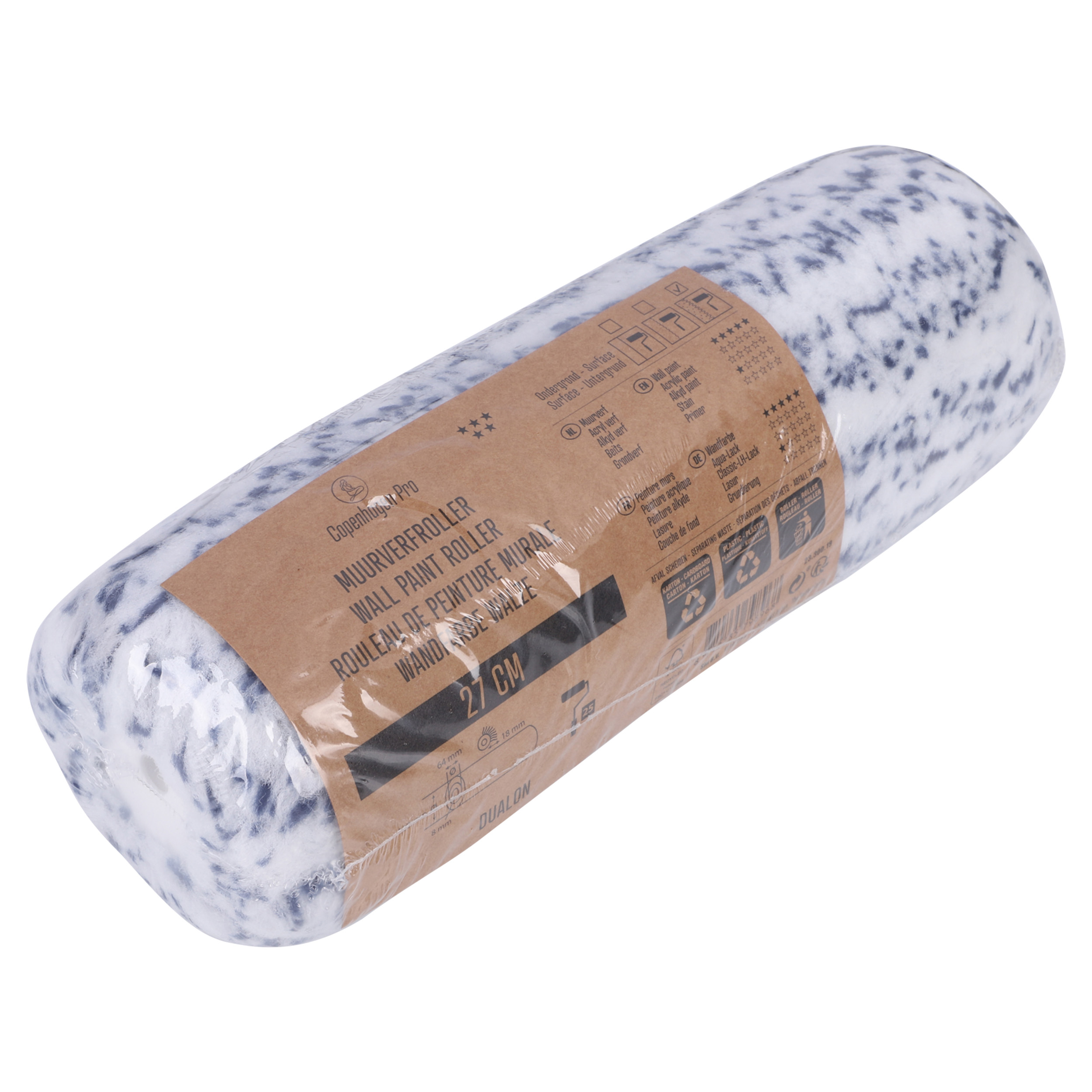 Copenhagen Pro muur/gevelroller dualon - flexplus - 18 mm poolhoogte - 27 cm - wit/blauw - Afbeelding 3