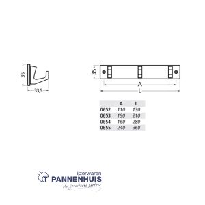 gemonteerde jashaak 5 haken wit