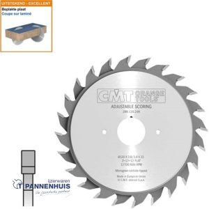 CMT Twee-delige HW voorritszaag HW 120x22x2,8-3,6  Z24 MDF, HDF