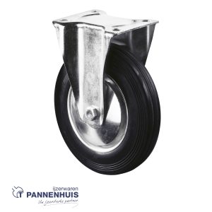Bokwiel Ø 200mm 205kg vaste beugel rubber zwart