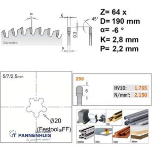 CMT Cirkelzaag HW 190x20x2,8 Z64 Aluminium, Composiet