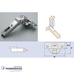 inboorscharnier C2A7V99 nikkel mat (+45° gelijkliggend)