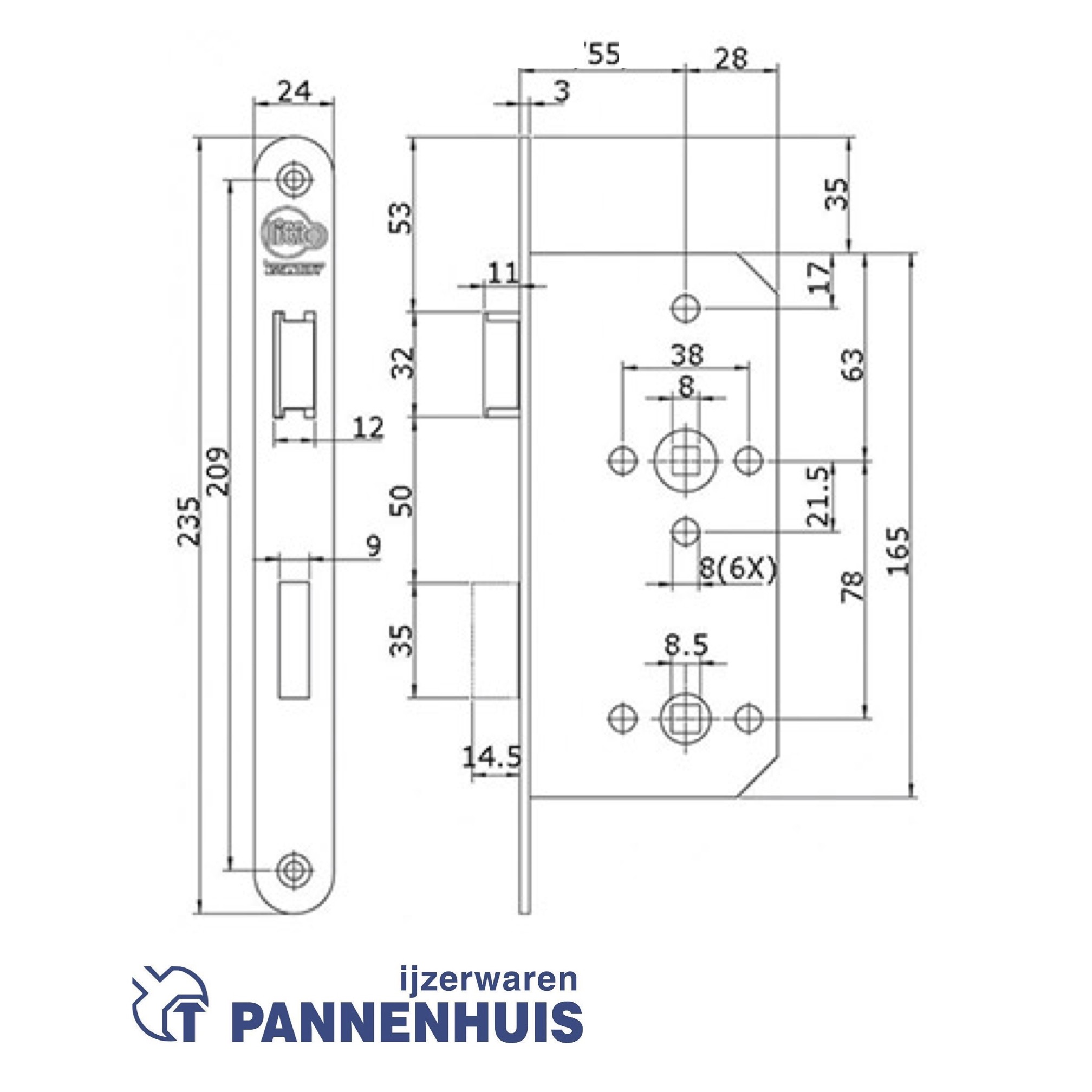 Litto Toiletslot A15E1-27/55 as 78mm inox (projectslot) L/R - Afbeelding 2