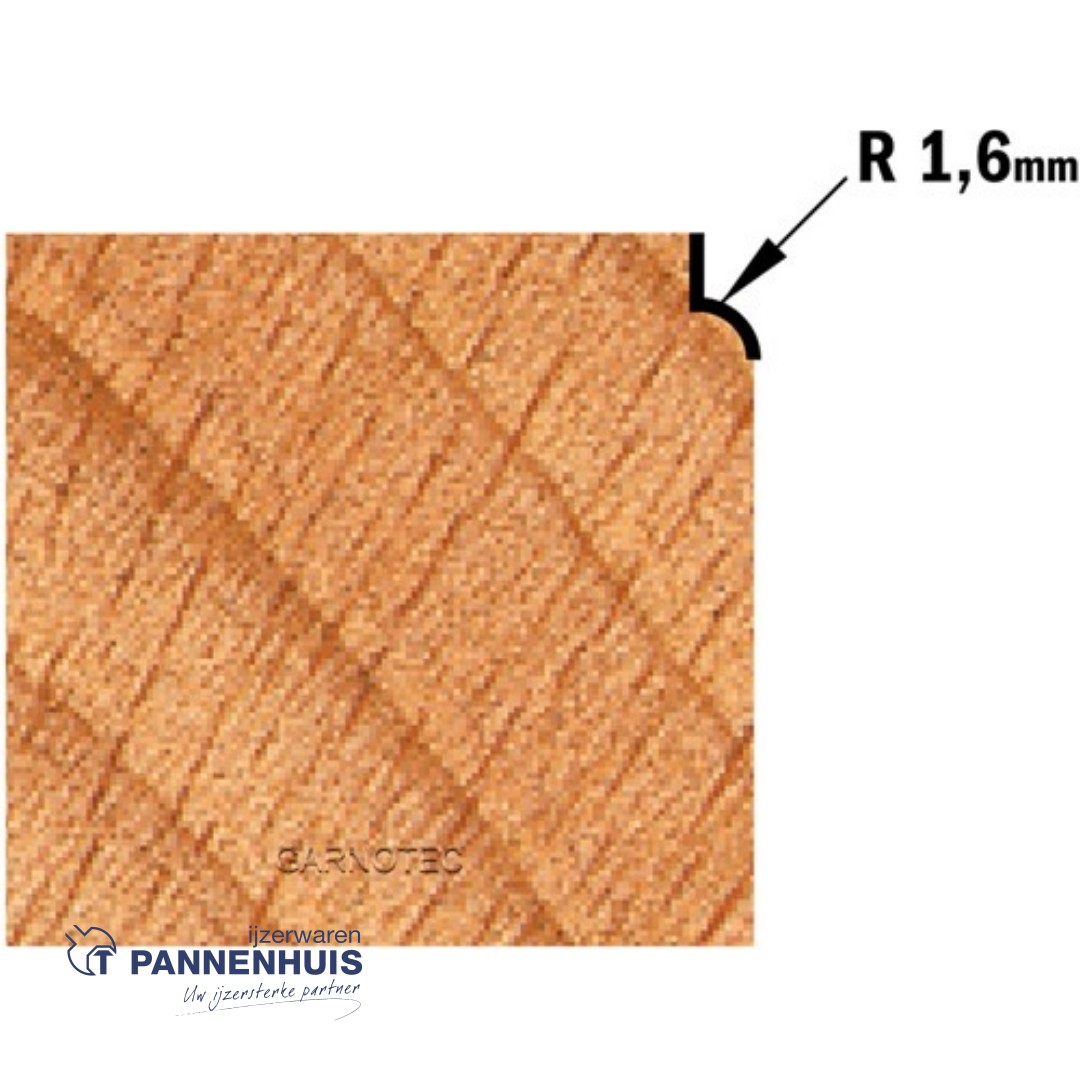 CMT Holle radiusfrees zonder opstaande kant, HW D=15,9 x 12.7mm R=1,6 L=54 S=8 Z2 - Afbeelding 3