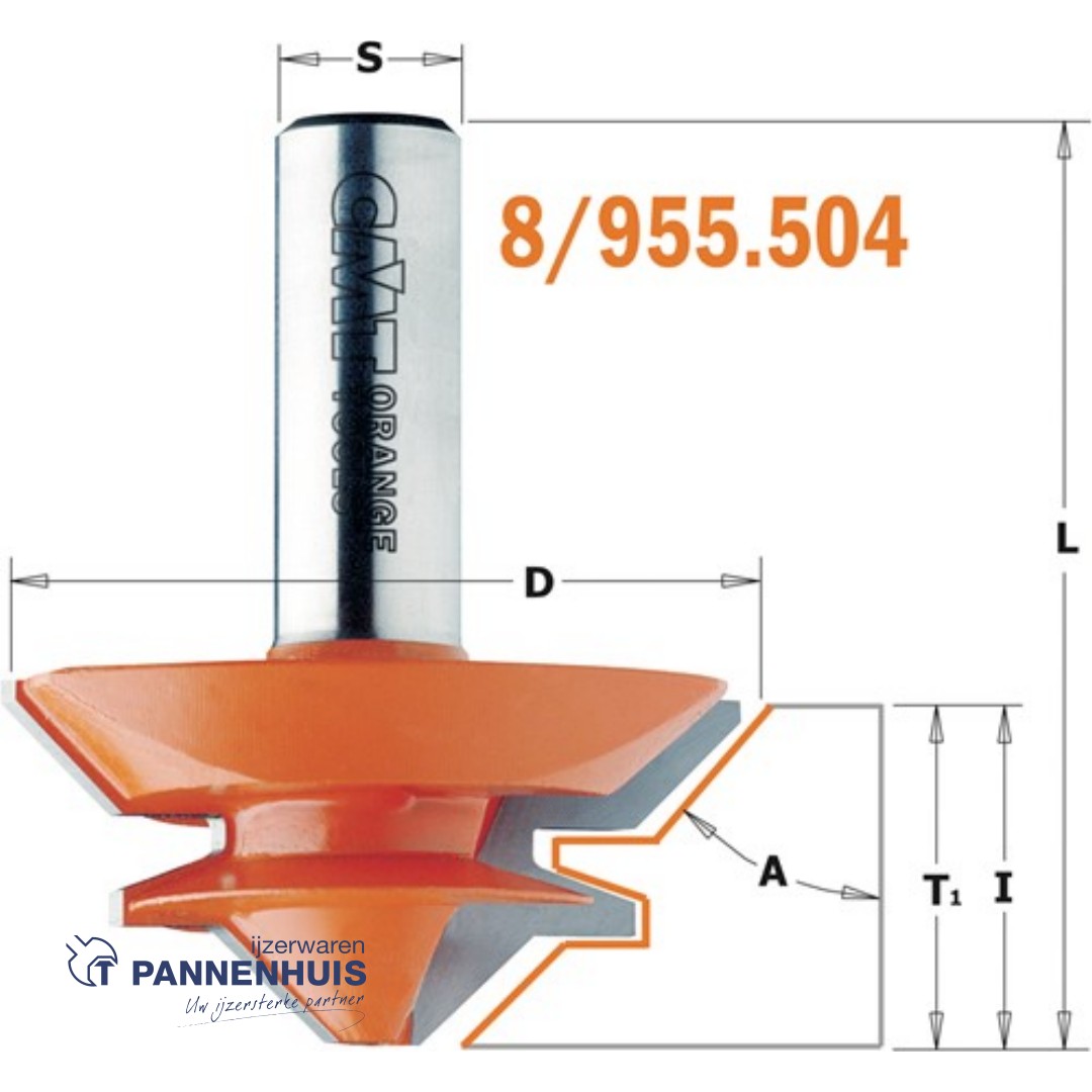 CMT Verstekfrees met rechte hoeken, HW D=50,8 x 22,2mm 45° L=60 S=12 Z2