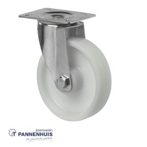 Zwenkwiel Ø 125mm 175kg op plaat polyamide