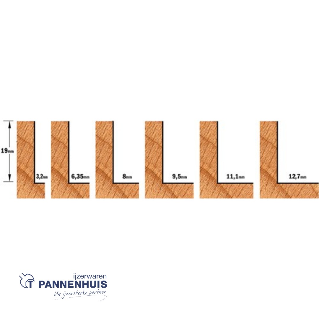 CMT Set met rabatfrees + 6 kogellagers, HW D=34,9 x 19mm L=66 S=12 Z2 - Afbeelding 3