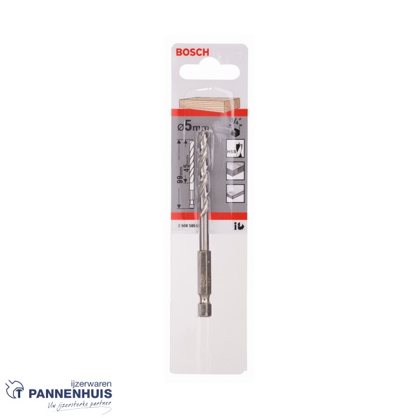 Bosch Houtspiraalboor 1/4" zeskant 5 x 52 x 99 mm - Afbeelding 2