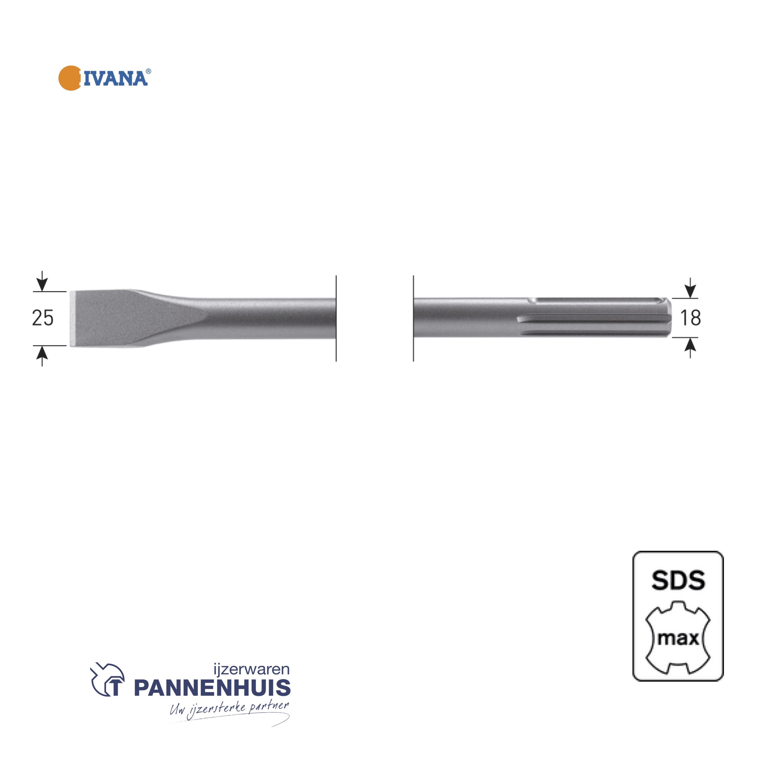 IVANA SDS-MAX Plattebeitel 25x400mm
