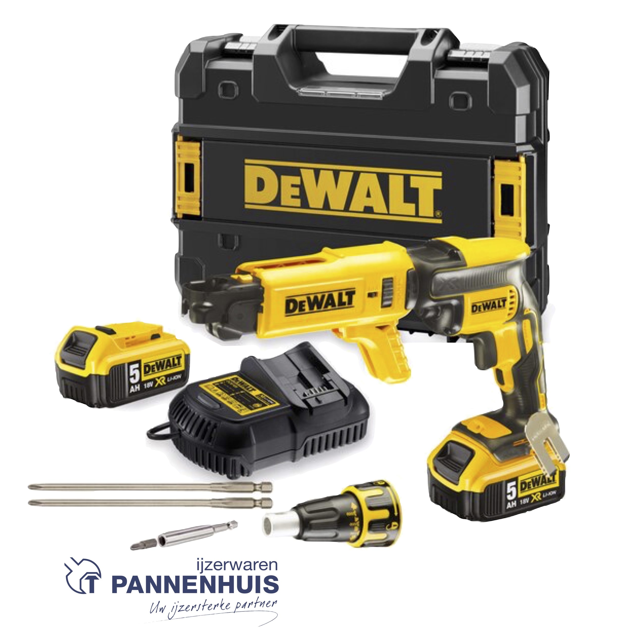 Dewalt DCF620P2K 18V XR Bandschroefmachine met 2x 5,0Ah accu's in TSTAK