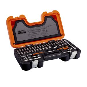 Bahco Doppenset 1/4″ peervormige ratel metrisch incl. Dopbits 46 delig