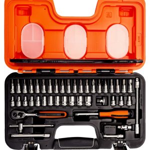 Bahco Doppenset 1/4″ peervormige ratel metrisch incl. Dopbits 46 delig