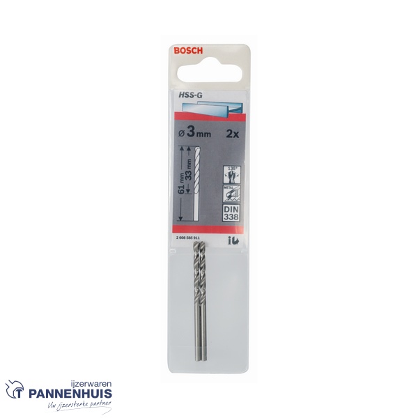 Bosch Metaalboor HSS-G, DIN 338, 3 x 33 x 61 mm 2x - Afbeelding 2