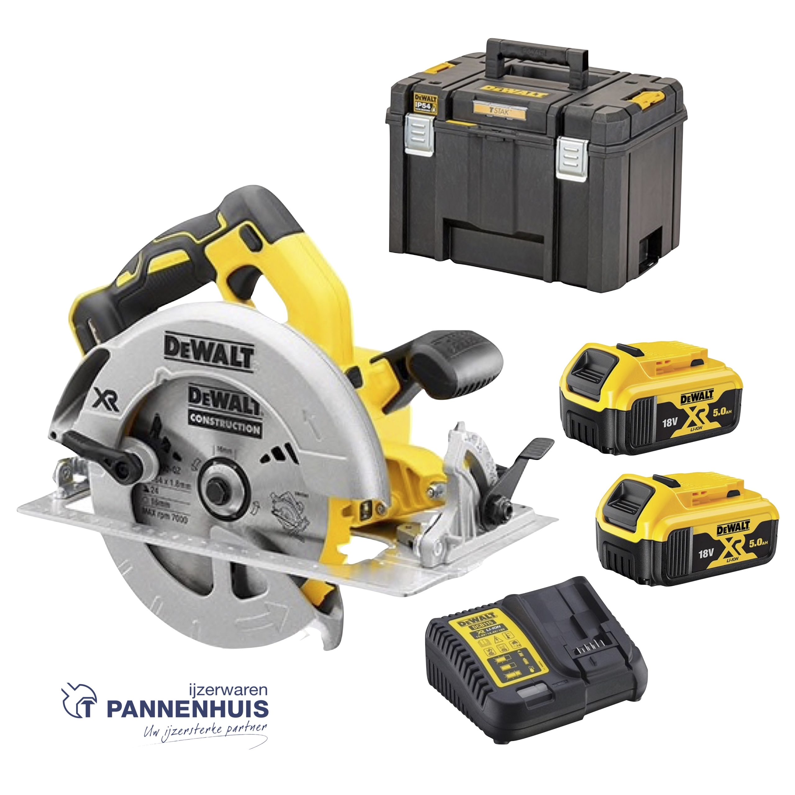 Dewalt DCS570P2 18V XR Brushless Cirkelzaag met 2x 5,0Ah accu's in TSTAK koffer