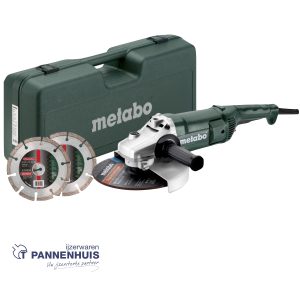 Metabo Set WE 2200-230 Haakse slijper, Kunststof koffer, met 2 diamant-doorslijpschijven