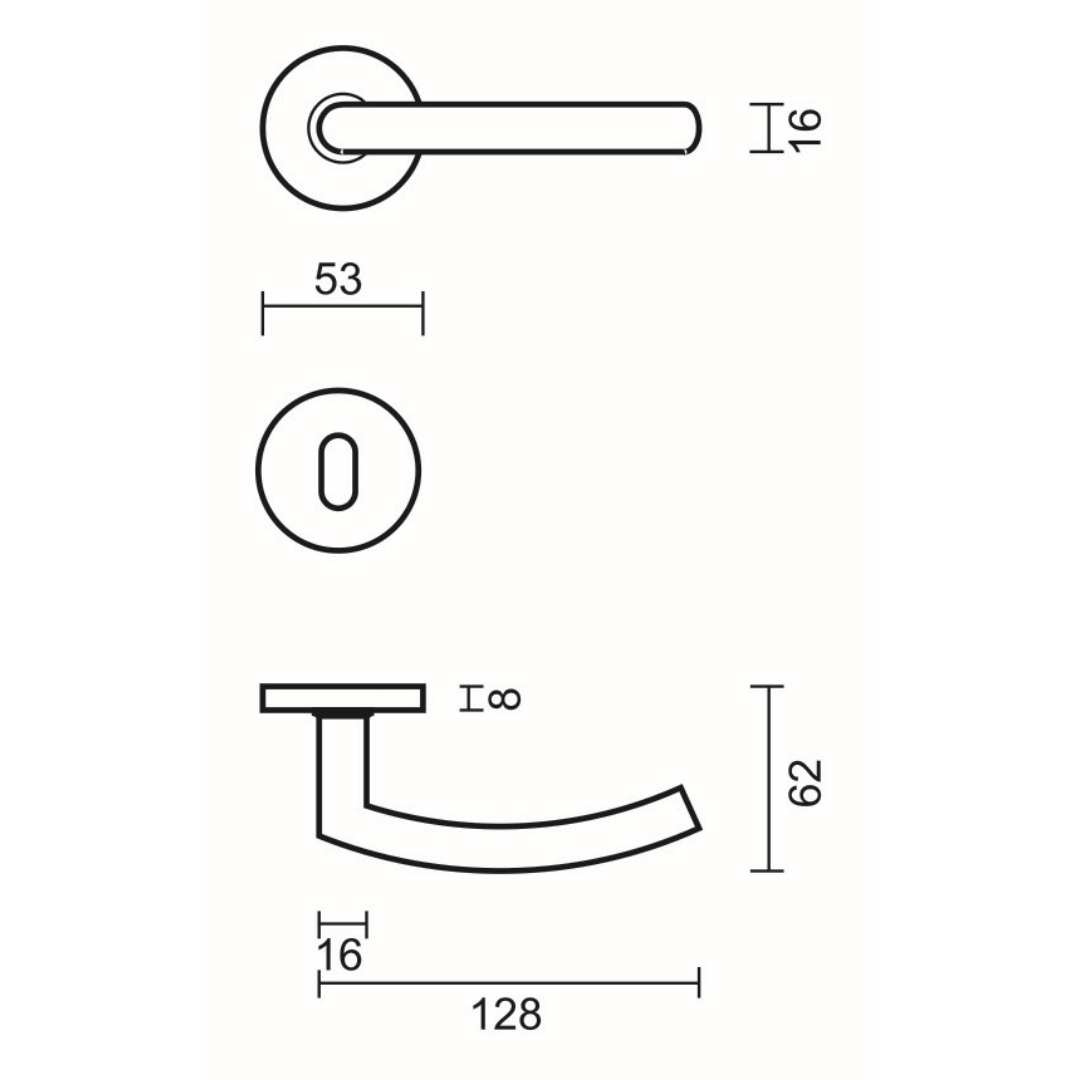 Deurkruk Pro C SHAPE 16mm Inox Plus R+E - Afbeelding 2