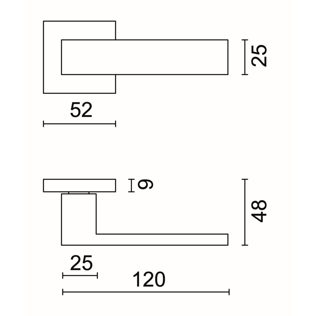 Deurkruk Pro SQUARE 1 INOX PLUS R+NO KEY - Afbeelding 2