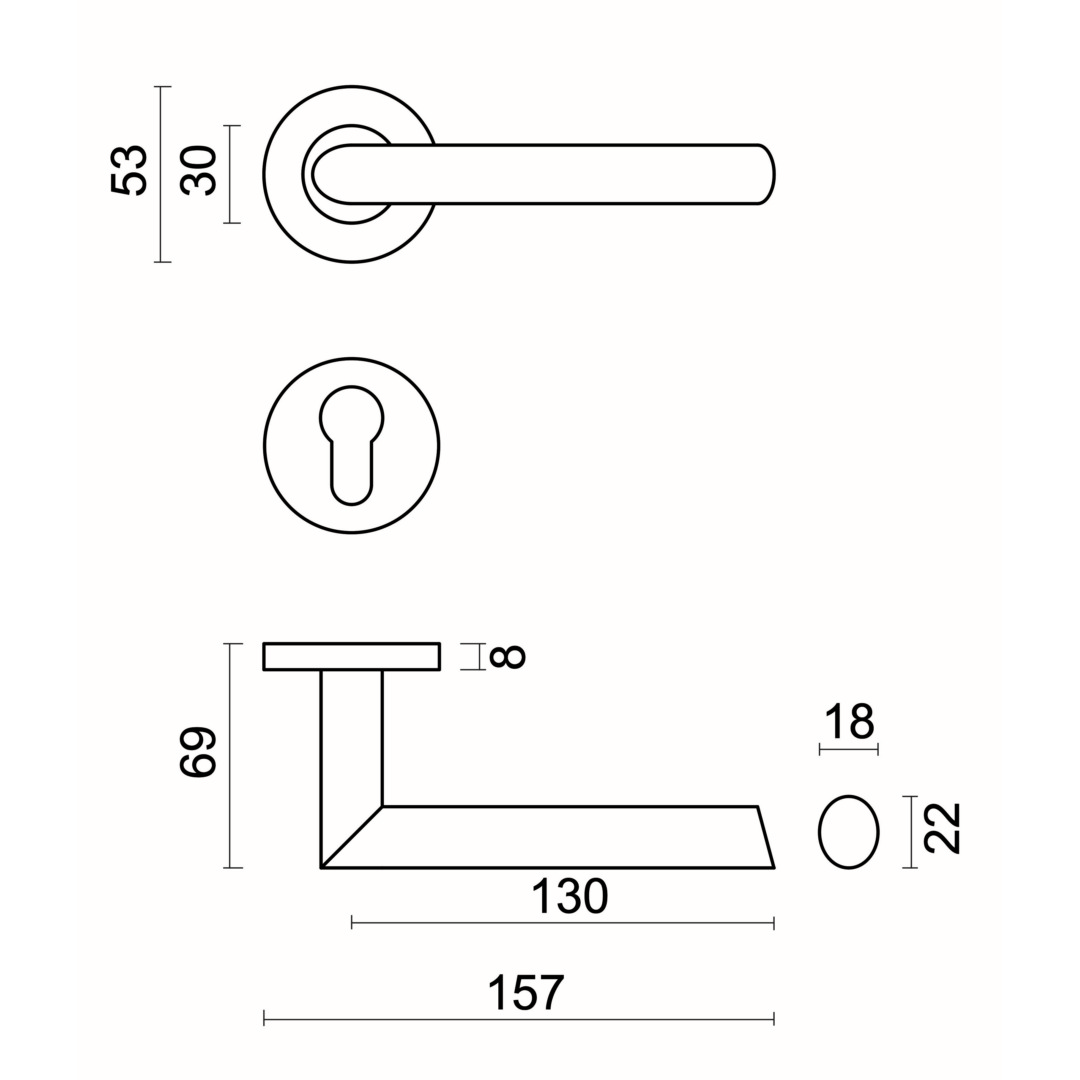 Deurkruk Pro ELLIPS Inox Plus R+E CYL - Afbeelding 2