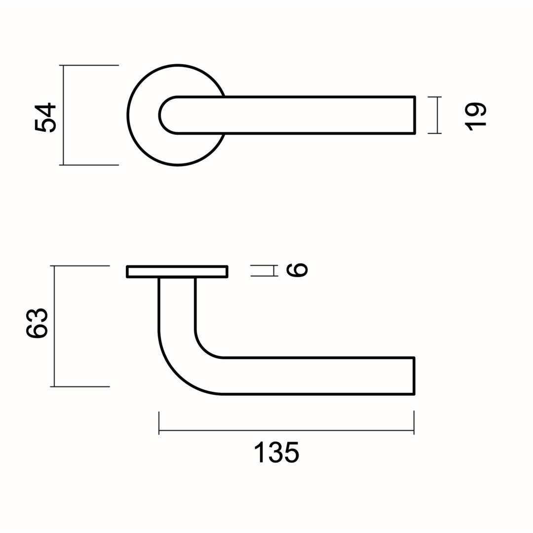 Deurkruk Pro FLAT L SHAPE 19mm Inox Plus R+NO KEY - Afbeelding 2
