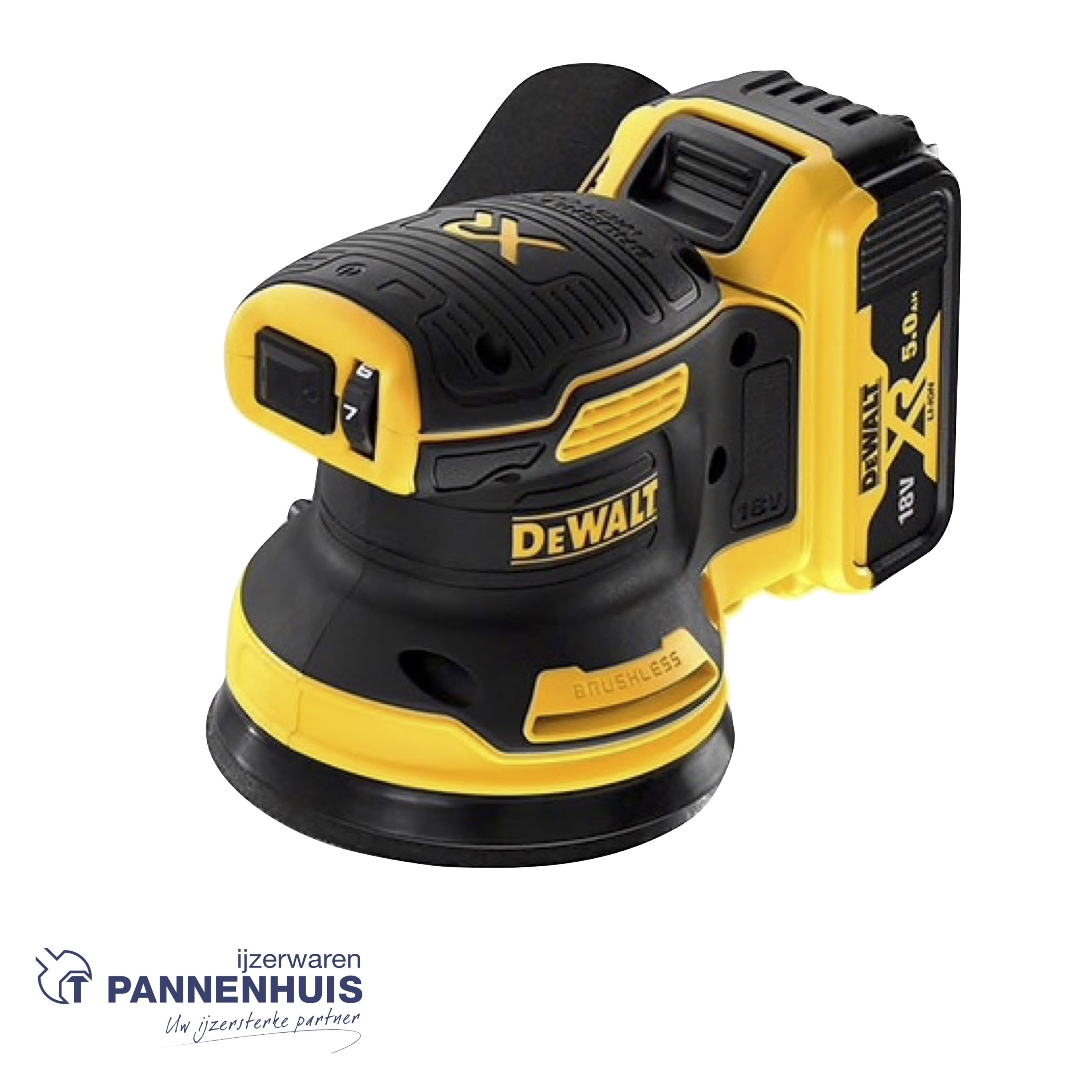 Dewalt DCW210P2 18V XR Brushless Excenterschuurmachine 125mm 2x 5.0Ah in TSTAK