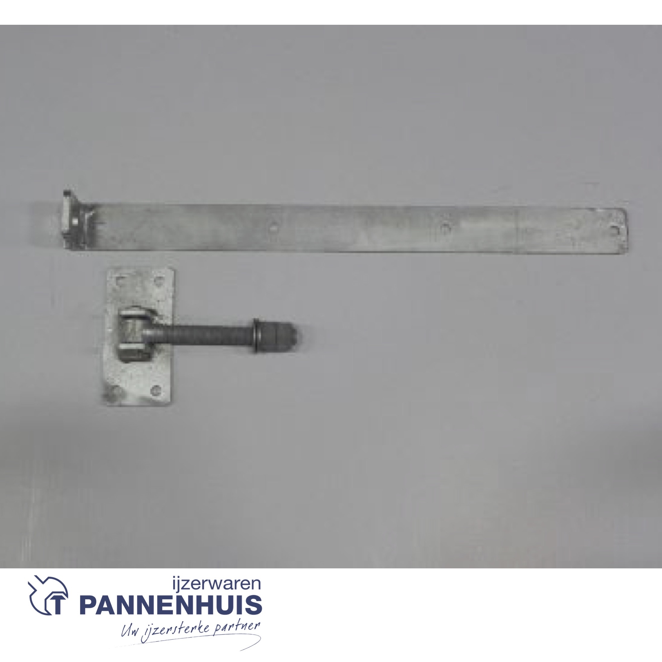 Verstelbaar poortbeslag - heng: 600x50x6mm - plaat: 145x70x6mm verzinkt