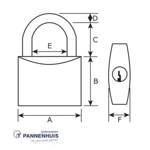Hangslot 40 mm DX verschillend sluitend