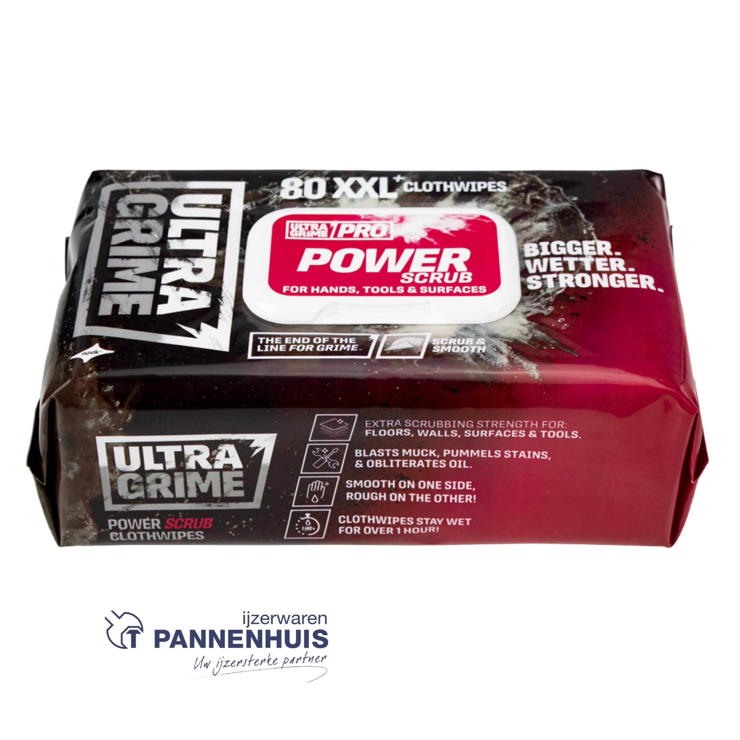 Ultragrime Pro Power Scrub Wipes 80 st per verpakking rood