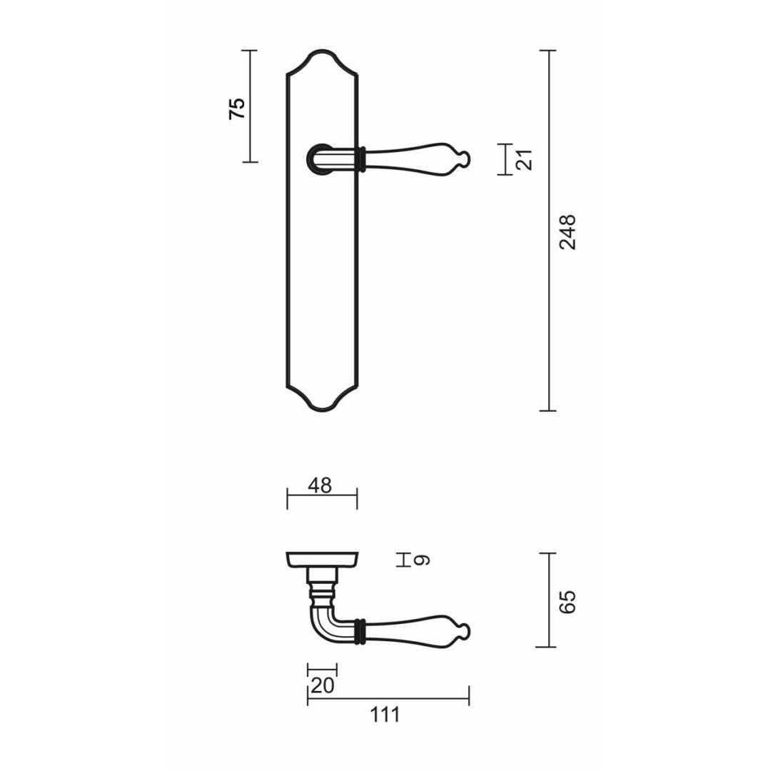Deurkruk Pro MARTINA Koper Plaat + NO KEY - Afbeelding 2