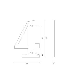 Huisnummer 4 B=71 H=105 Retro ijzer