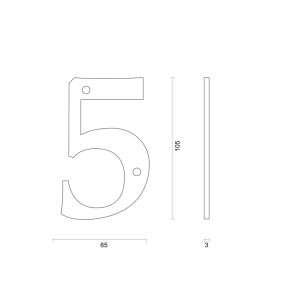 Huisnummer 5 B=65 H=105 Retro ijzer