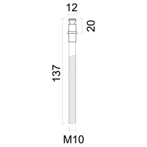 Bevestigingsset voor deurdikte >3CM M10/137MM voor trekker CARRE 15/300 Inox plus