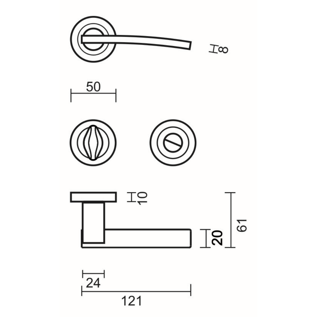 Deurkruk Pro MIRCA INOX LOOK R+WC - Afbeelding 2