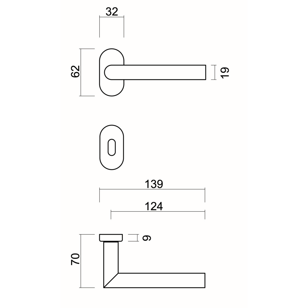 Deurkruk Pro PROFIEL I SHAPE 19MM INOX PLUS R+E - Afbeelding 2