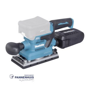Makita DBO380Z Afwerkschuurmachine met ingebouwd stofafzuigsysteem.