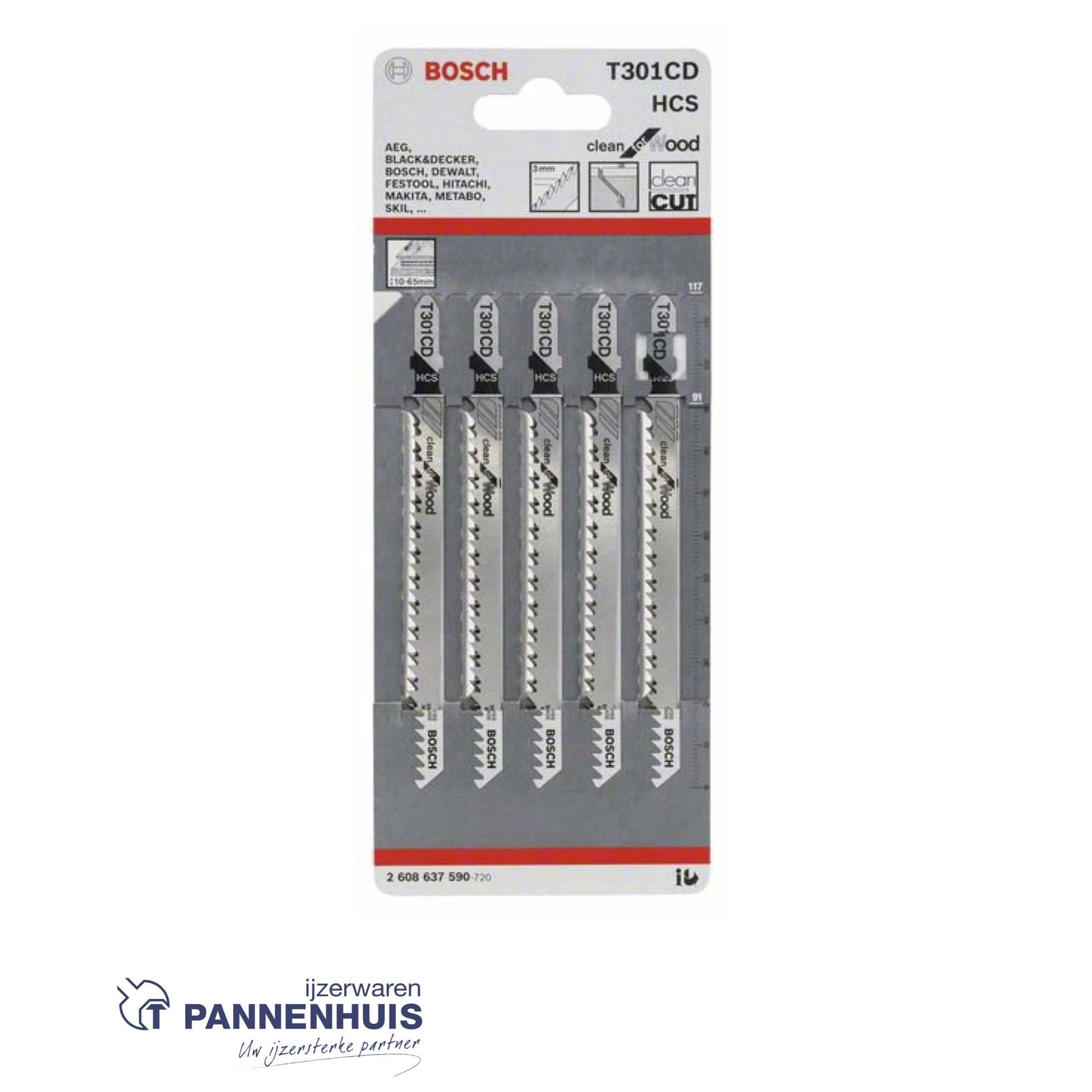 Bosch Decoupeerzaagblad T301 CD Clean for Wood 5x - Afbeelding 2