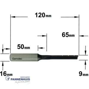 langgatboor  9mm schacht 16/50mm links