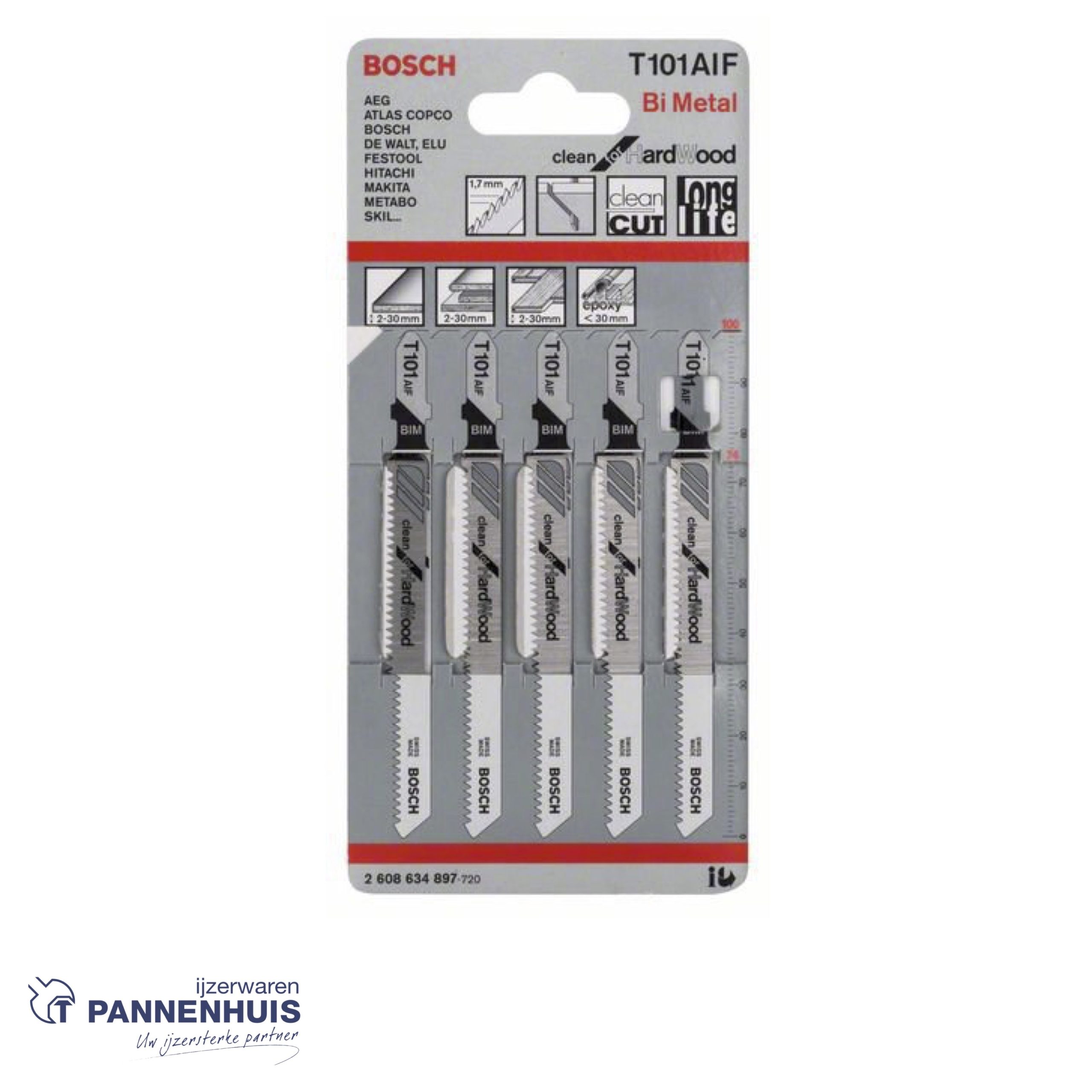 Bosch Decoupeerzaagblad T101 AIF Clean for Hard Wood 5x