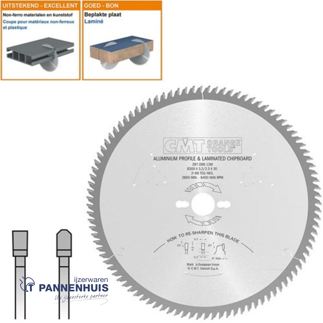 CMT Cirkelzaag HW 300x30x3,2 Z96 Aluminium, Composiet