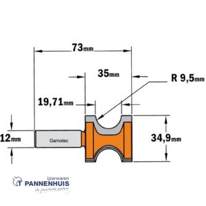 CMT Haflronde frees HW D=34,9 x 35mm R=9,5 L=73 S=12 Z2
